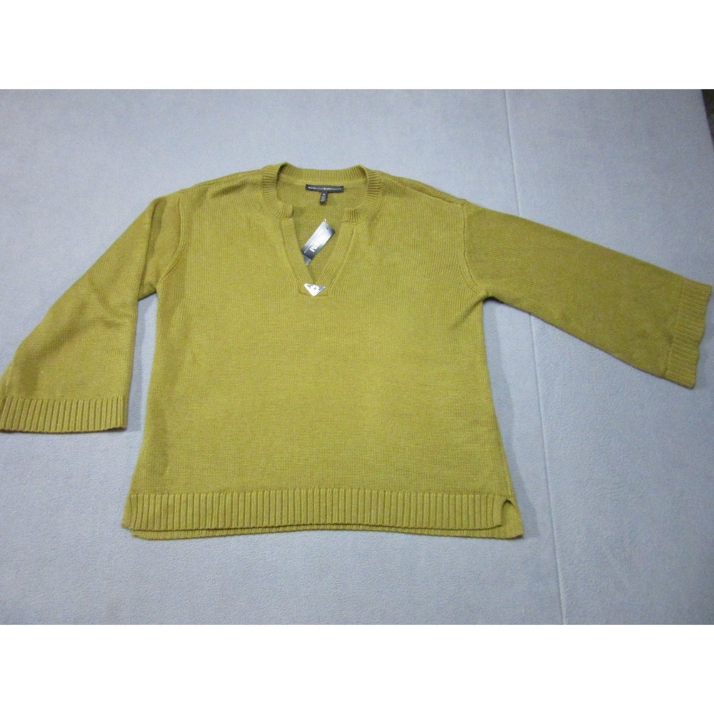 White House Black Market Sweater Womens XL Green NEW 3/4 Flared Sleeve V-Neck